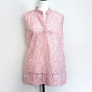 Vintage TILLEY Sleeveless Tunic Top, Long Floral Print Blouse, Size M